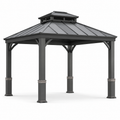 Pavillon de jardin rectangulaire en métal gris
