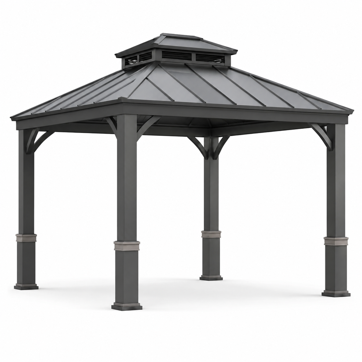 Pavillon de jardin rectangulaire en métal gris
