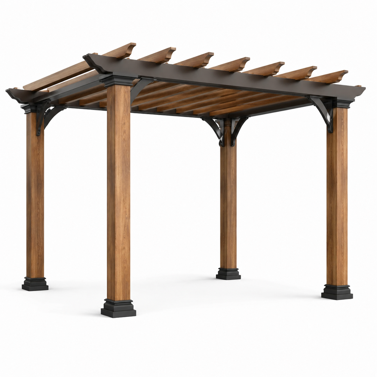 Pergola en bois et acier 300x300x250 cm marron/noir