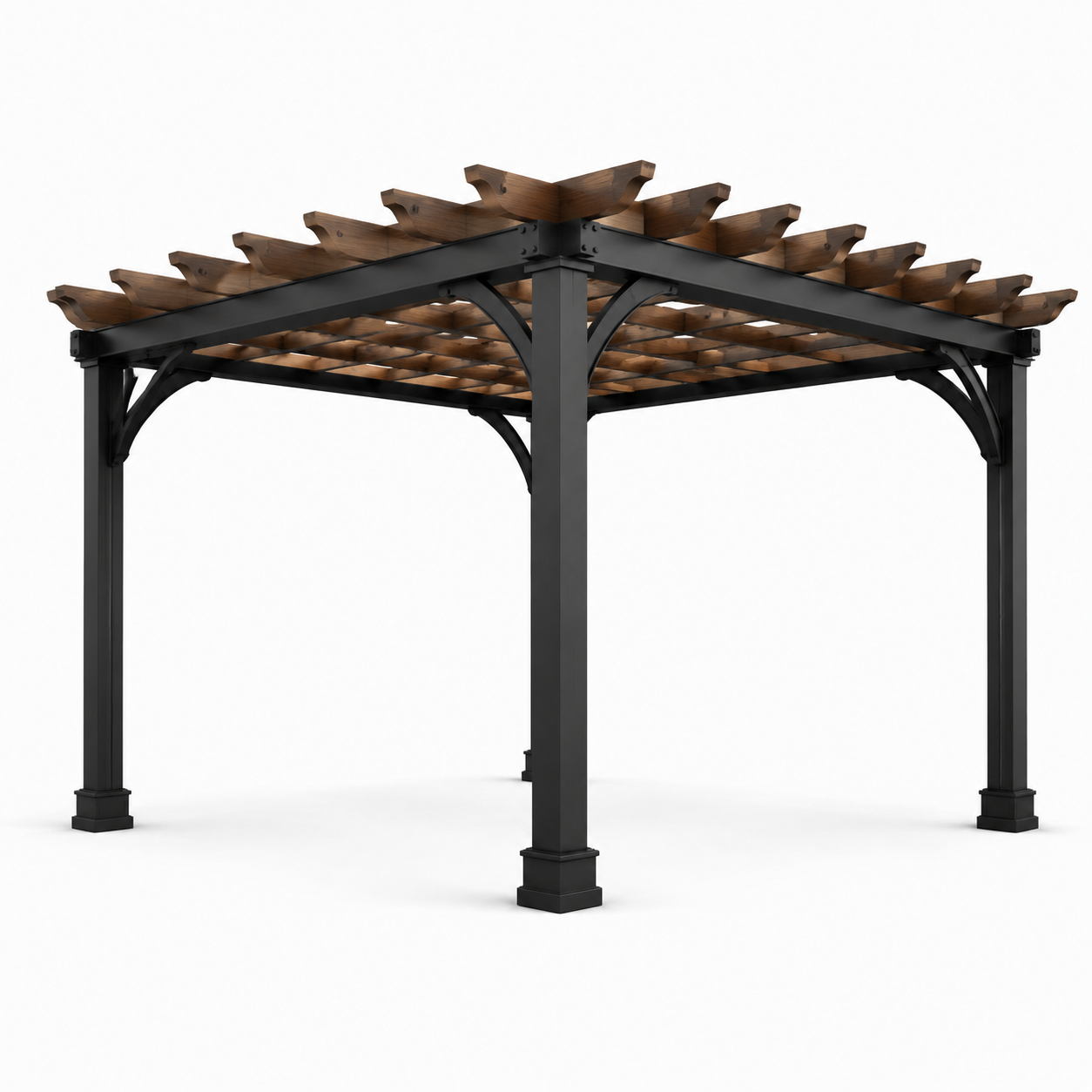 Pergola en métal et bois 300x300x240 cm noir/marron