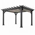 Pergola en aluminium avec toit rétractable en polyester noir et beige 3x4m