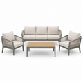 Ensemble de salon de jardin en aluminium avec coussins beige