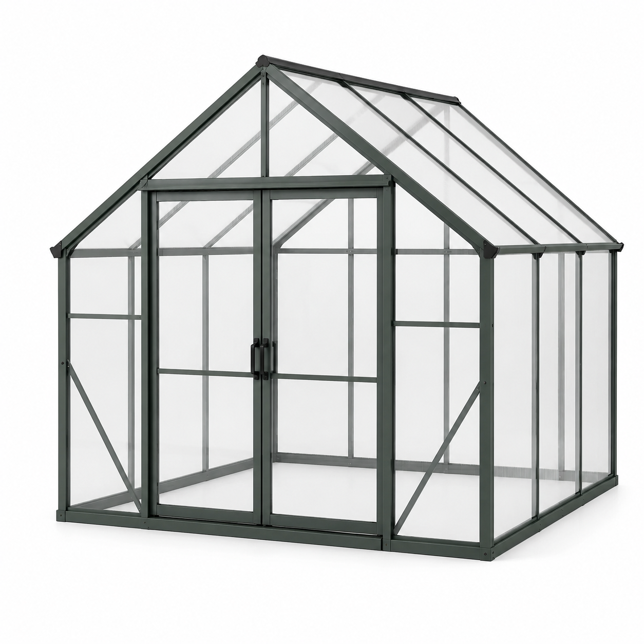 Serre en aluminium et polycarbonate 6 mm vert foncé 250x190x195 cm