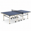 Table de tennis de table pliable en bois MDF bleu avec roulettes