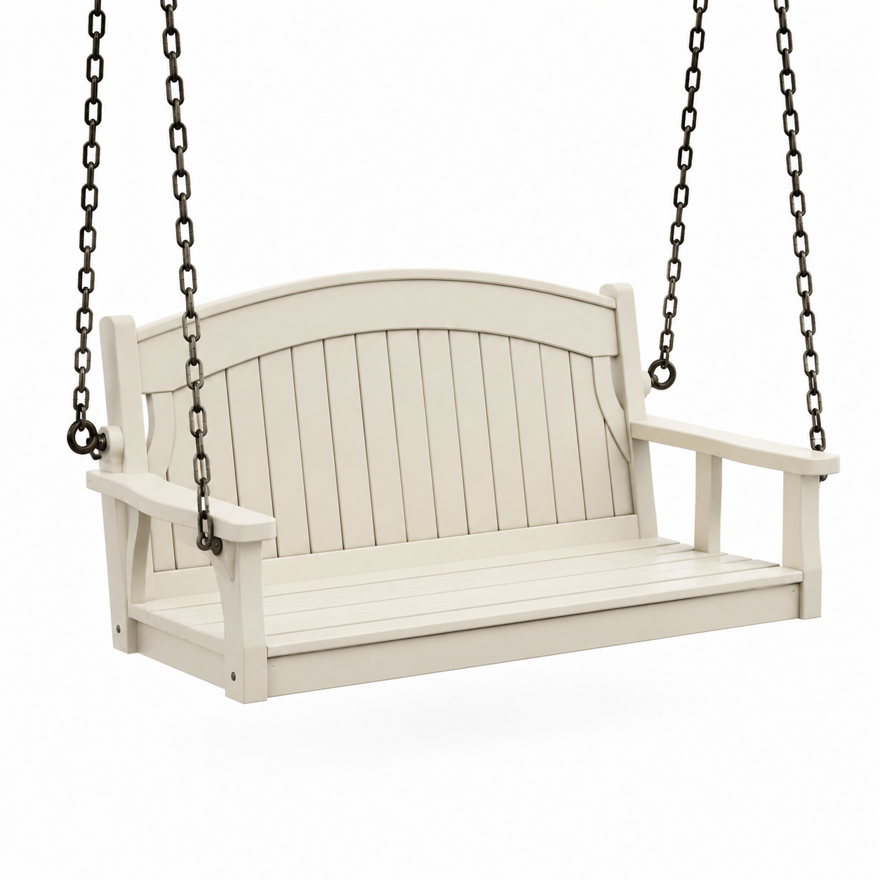 Balancelle suspendue en bois HDPE blanc avec chaînes en acier