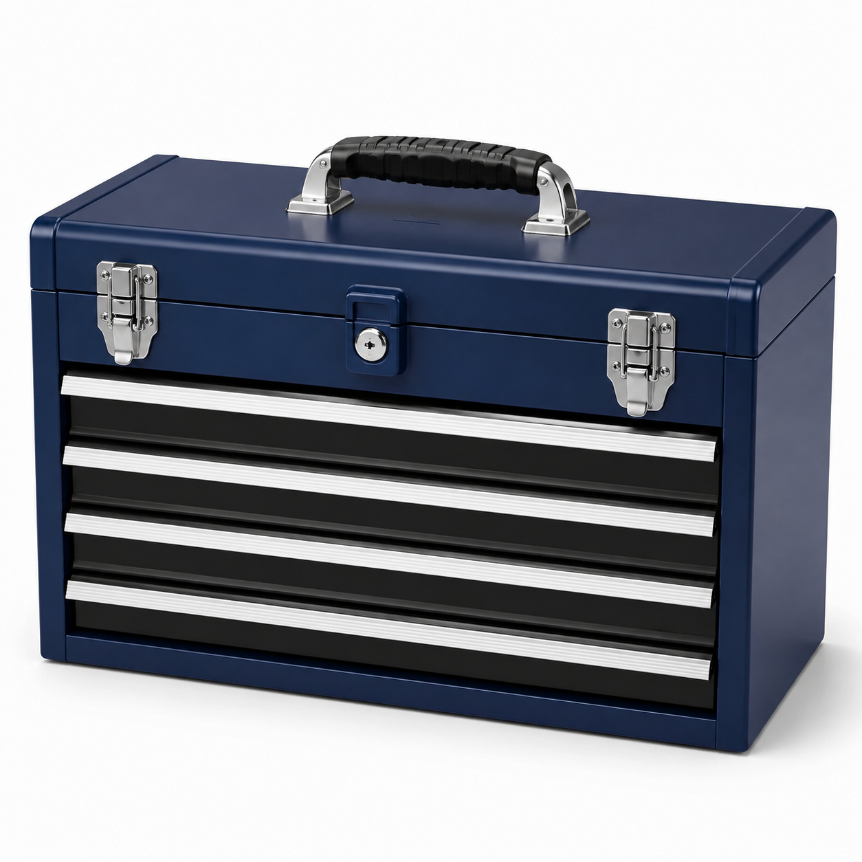 Boîte à outils en métal 4 tiroirs avec serrure bleu