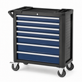 Chariot à outils en métal avec 7 tiroirs bleu à roulettes