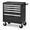 Chariot à outils en métal noir avec 5 tiroirs