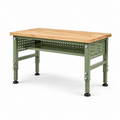 Établi en bois et métal vert
