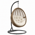 Chaise suspendue en rotin avec coussin beige