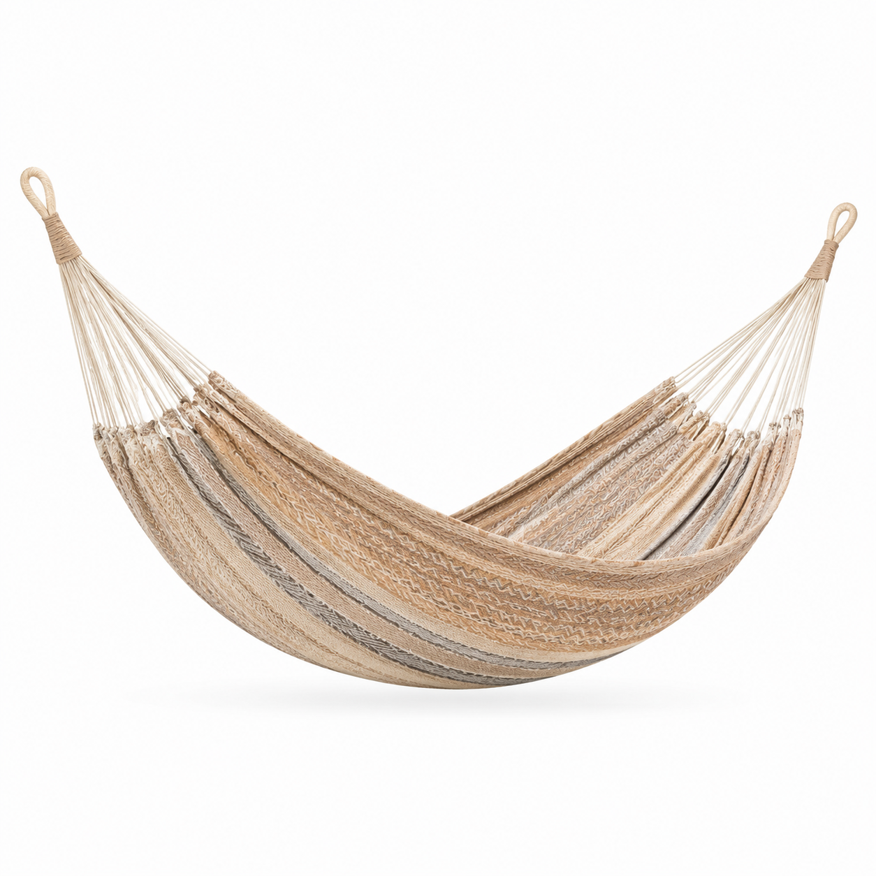 Hamac en Coton Tressé Beige et Marron