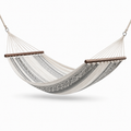 Hamac en Coton avec Barres en Bois 200x150 cm Gris et Beige